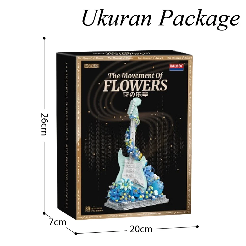 Block City- Balody Guitar Flower Puzzle Brick Brick Flower & Guitar Milk Block