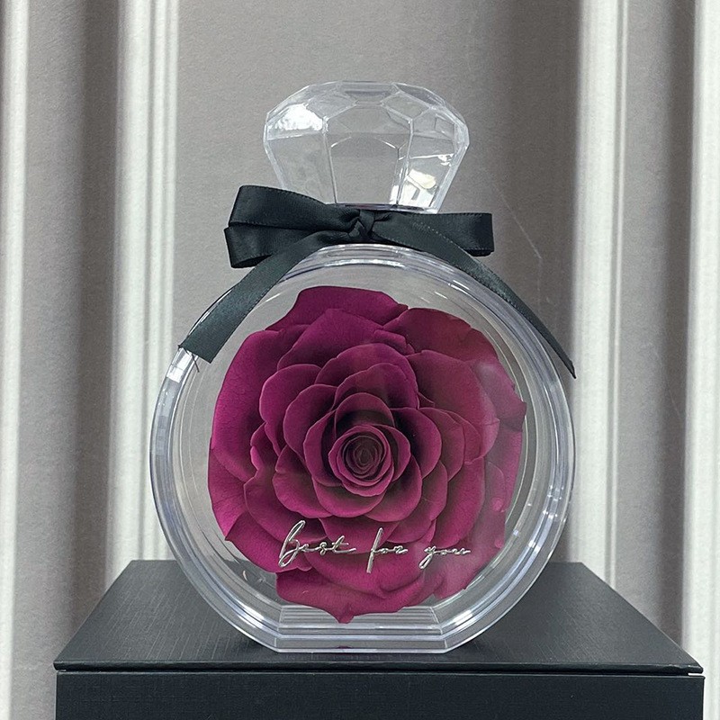 Eternal Flower Ornaments Transparent Cover Dried Rose Gift Box For Christmas New Year Valentine's Day