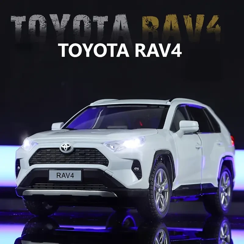 1/24 Scale Zinc Alloy Die-Cast Toyota SUV Model, Manual Pull-Back Car with Friction Operation, Sound & Light Features, with Non-Rechargeable Button Battery, for Ages 3-6