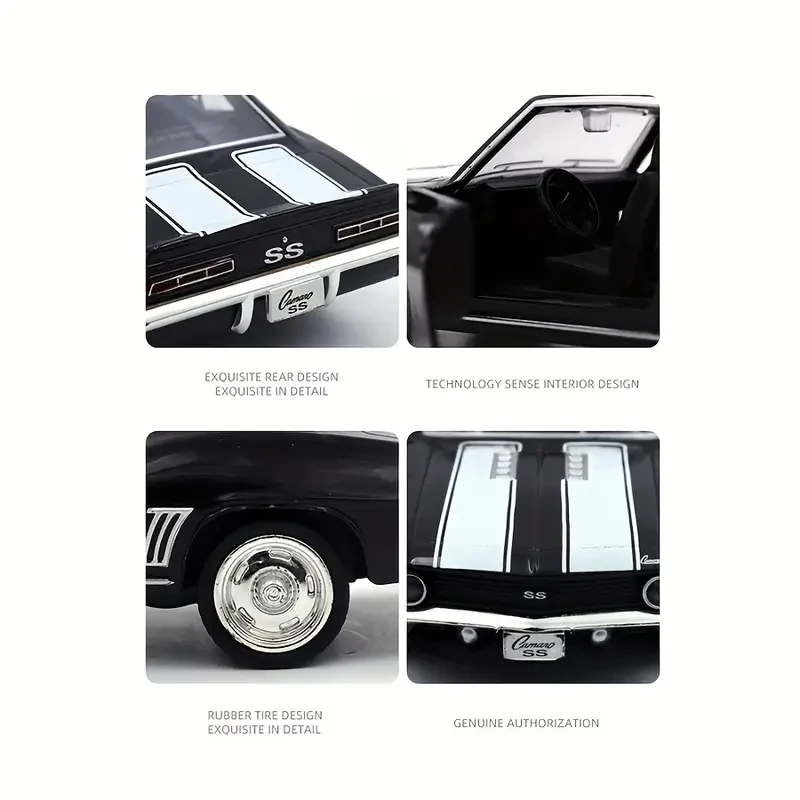 RMZ Simulation 1:32 Alloy Retro Car Model Children's Toy Car Decoration Back Force Car Model Boy Toy Can Open Door Birthday Gift Halloween Christmas Gift