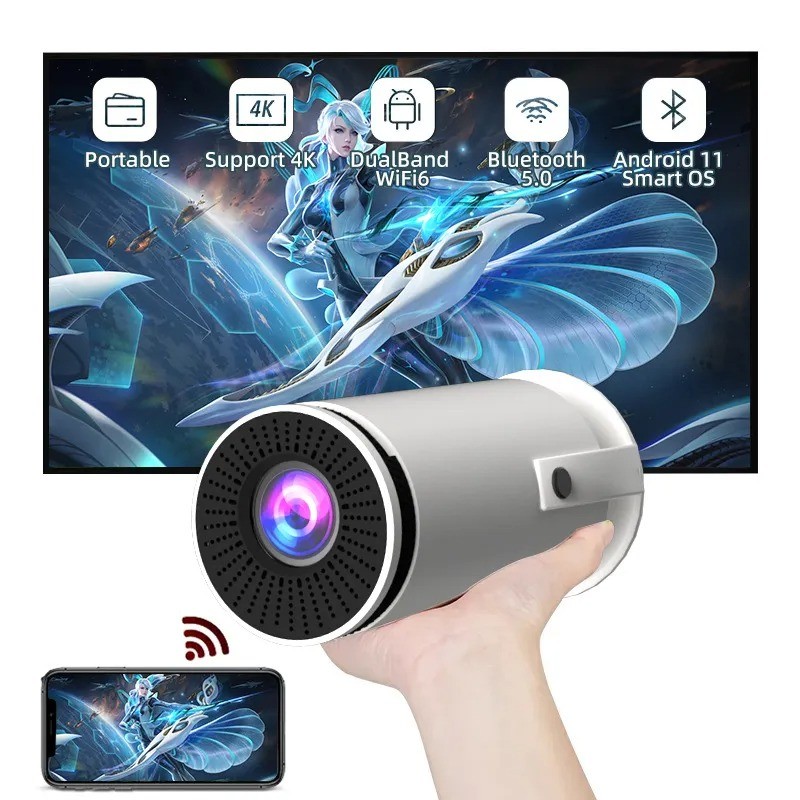HY300 Smart Projector with AnzhuoHD Projection Screen