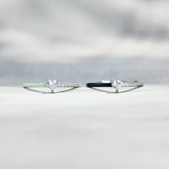 Best Bitches Matching Half Enamel Heart-Cut Rings