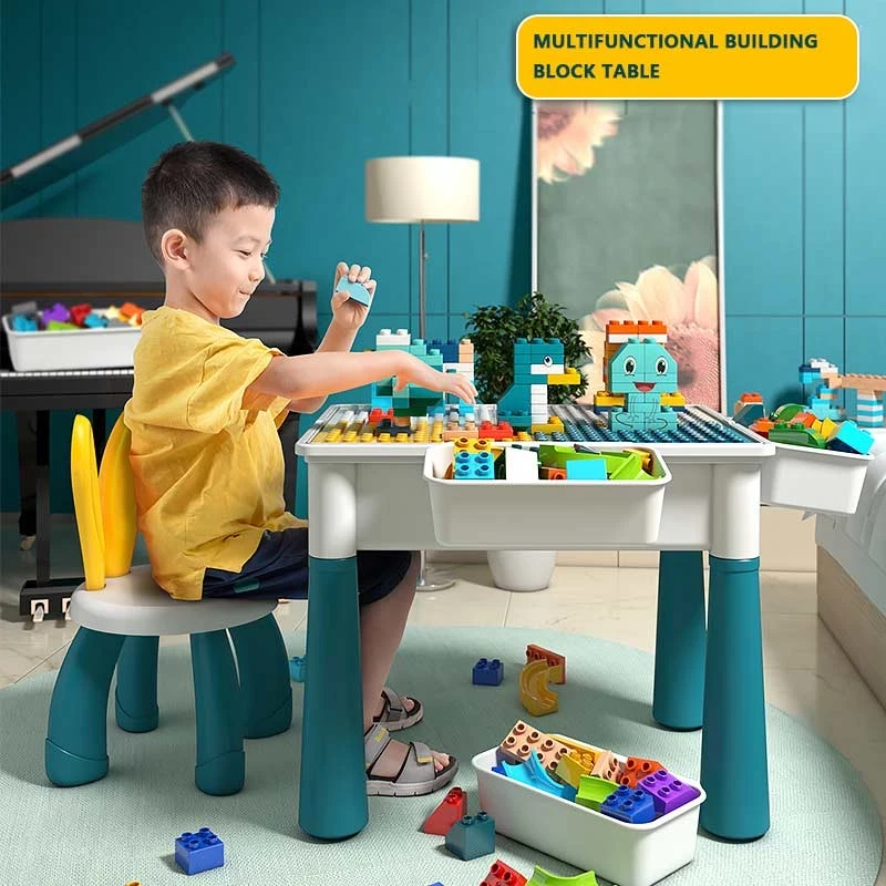Multifunction Building Table Activity Kids Large Building Blocks Compatible Educational Children Big Block Table Toy Gift