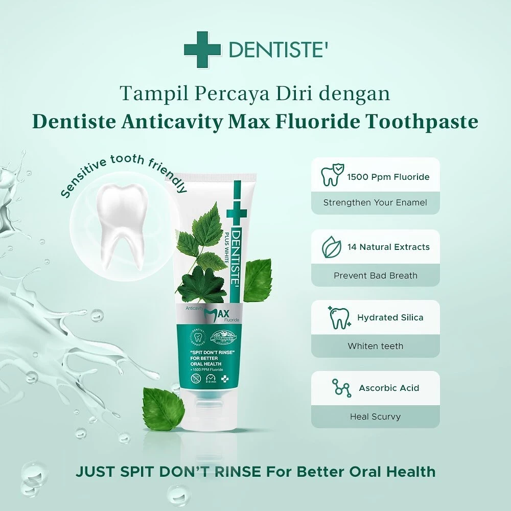 DENTISTE Anticavity Max Fluoride Toothpaste 100g / Premium Toothpaste Fresh Breath