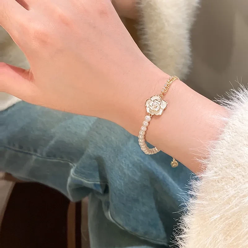 Women's Light Luxury Pearl Camellia Bracelet
