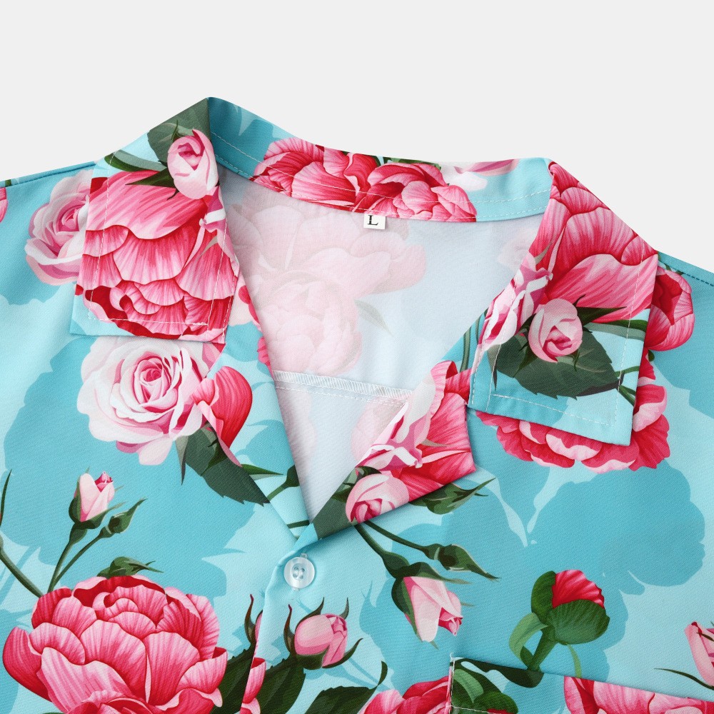 Hawaii Beach Ice Silk Printed Shirt Men