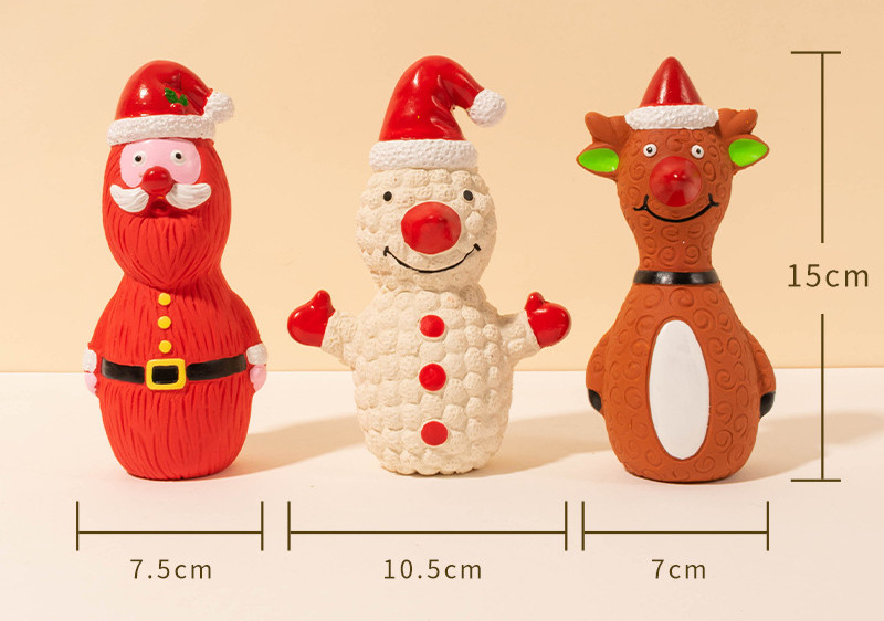 New Pet Latex Toys Santa Claus David's Deer Snowman Three-piece Christmas Series