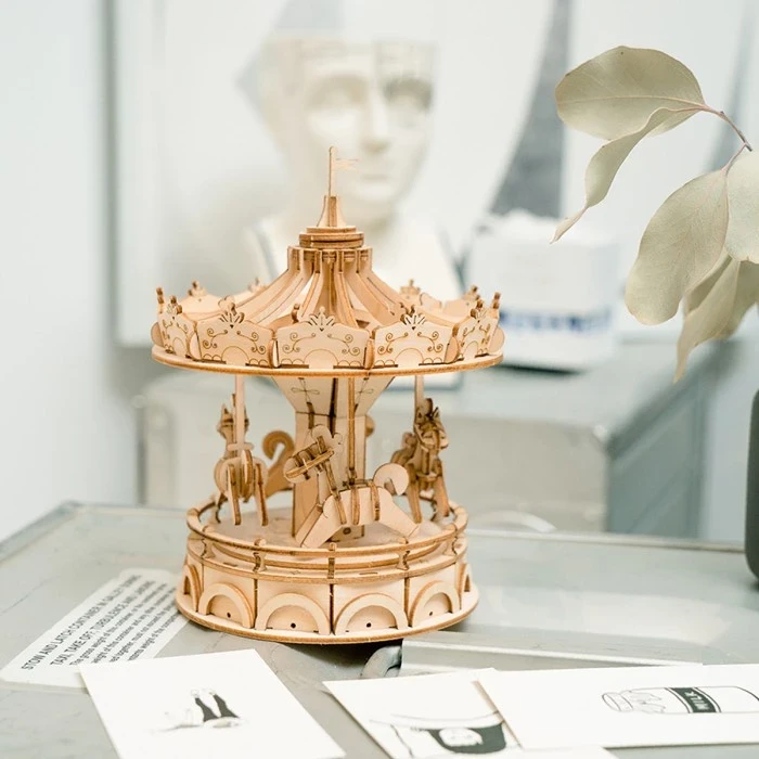 ROLIFE Robotime Merry-Go-Round Model 3D Wooden Puzzle TG404 Hobby And Toy Collection