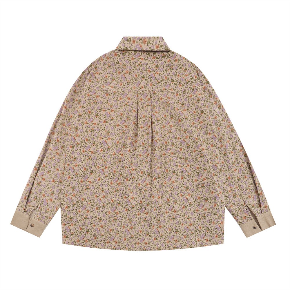 Floral Shirt Men's Loose Casual Long Sleeves Cardigan Stitching Embroidered Lapel Coat