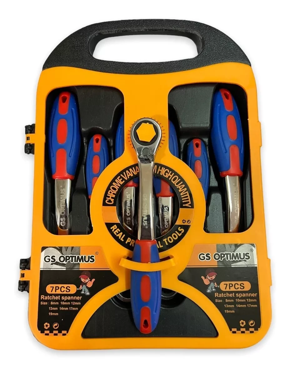 7Pcs 12 Point Ratcheting Combination Wrench Set