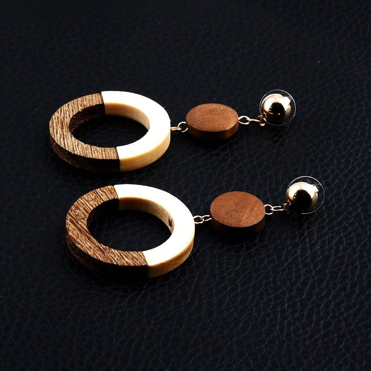 Vintage wooden wood earrings