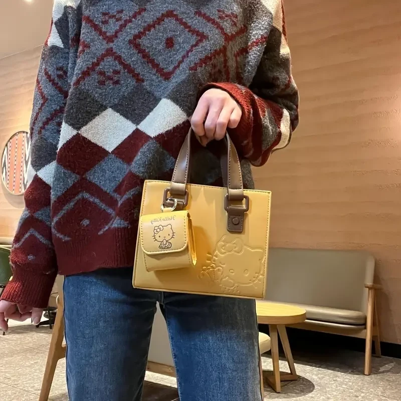 Elegant Top-Handle Tote Bag, Lightweight Faux Leather Shoulder Bag, Water-Resistant, Stain-Resistant, with Embossed Cartoon Design, with Matching Coin Purse, for Daily Use and Office - Chic Fashion Accessory