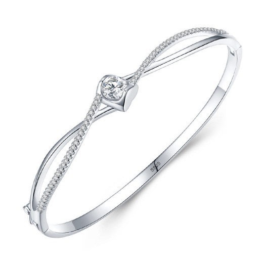 Women's Fashion Novel Double Layer Cross Heart Silver Bracelet