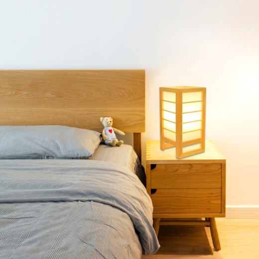 Solid Wood Tatami Bedroom Bedside Lamp Korean Style