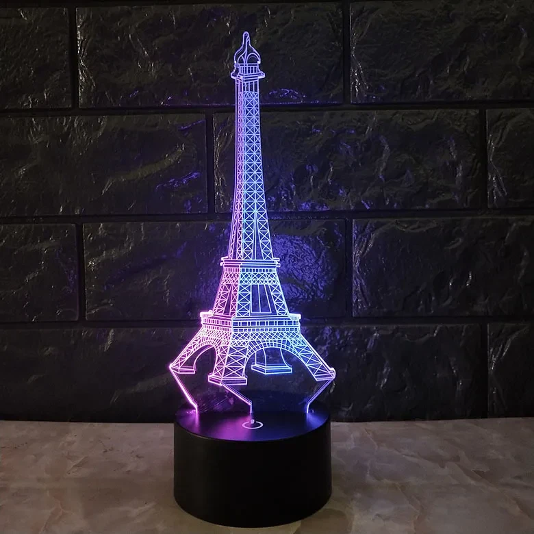3D Eiffel Tower Colorful Touch Night Light