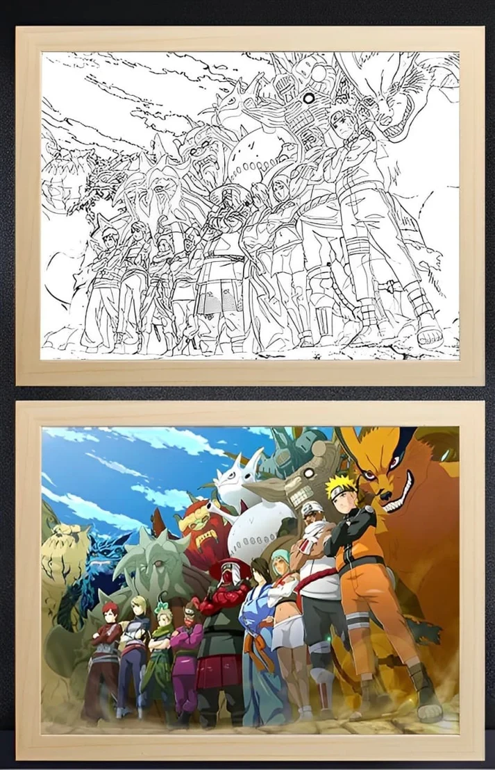 Naruto All-Tails Sketch Light Frame