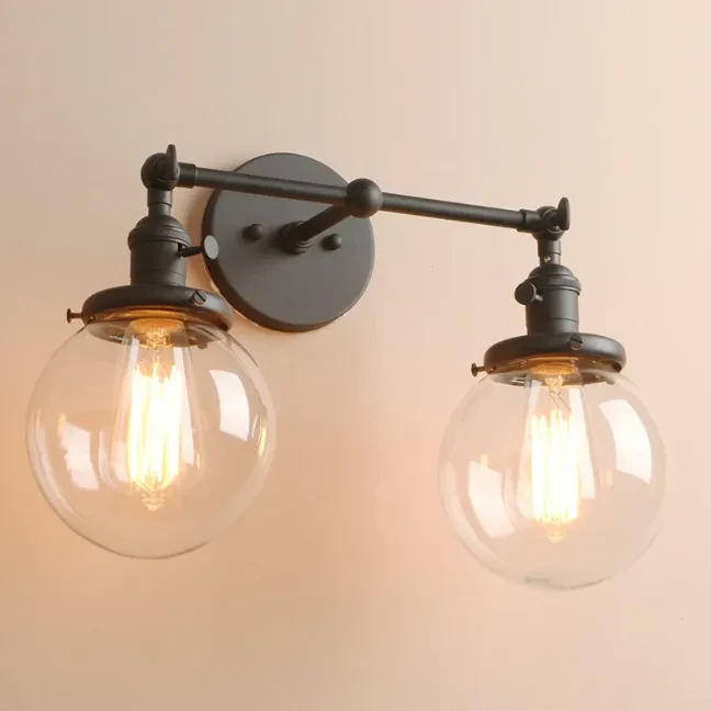 Ancient Mirror Front Lamp Spherical Glass Bedroom Bedside Lamp