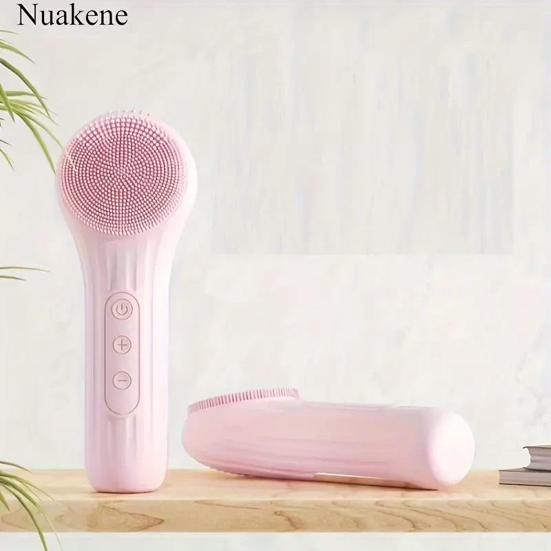 Electric Facial Cleanser Brush, Silicone Face Scrubber, Face Wash Brush For Men & Women, Rechargeable Constant Temperature Heating Vibration Massage Cleansing Brush For Pore Cleansing Exfoliating Blackhead Acne Removal