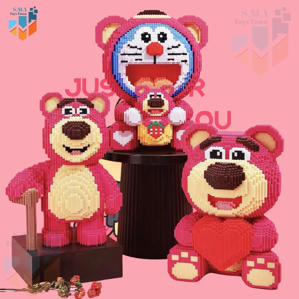 SMY Toystown Nano Blocks Lotso Bear Big Series 3D Model, Toy Block Stacking, DIY Construction Block, Jumbo Bricks Magic Block Animation