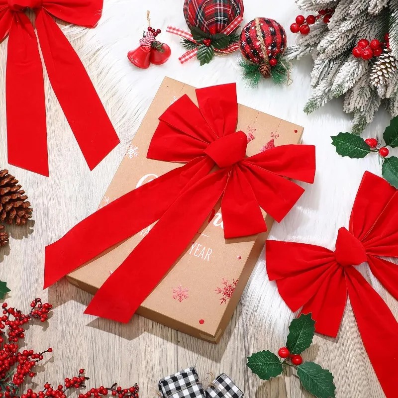 Big Bowknot Red Ribbon Christmas Tree Topper