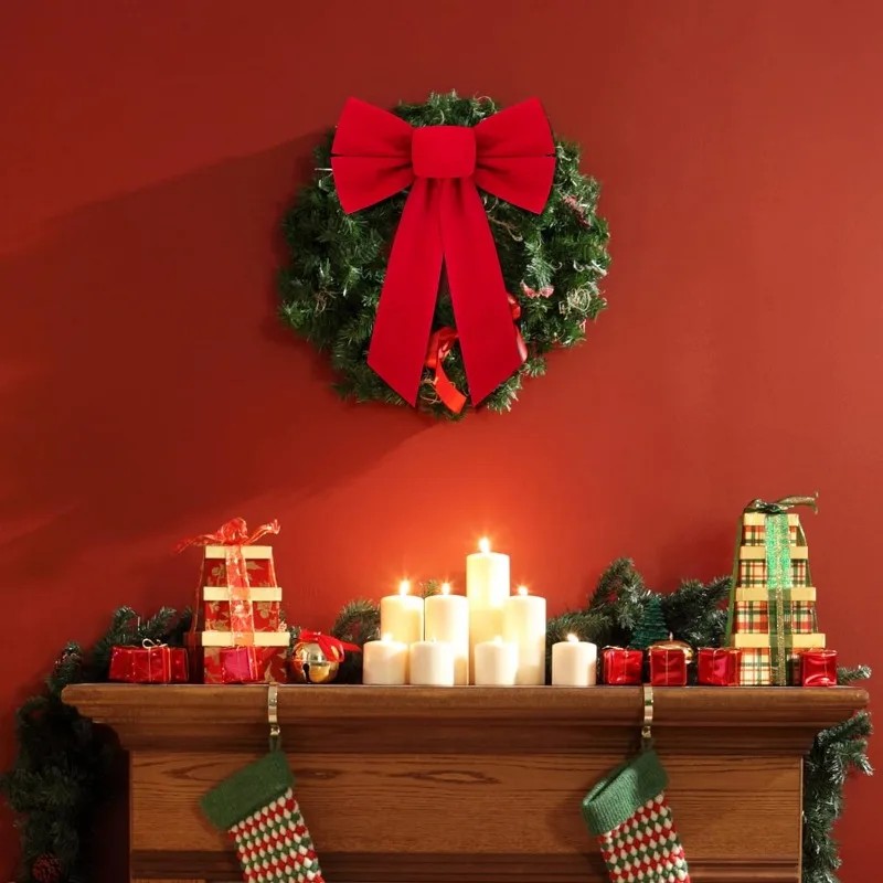 Big Bowknot Red Ribbon Christmas Tree Topper