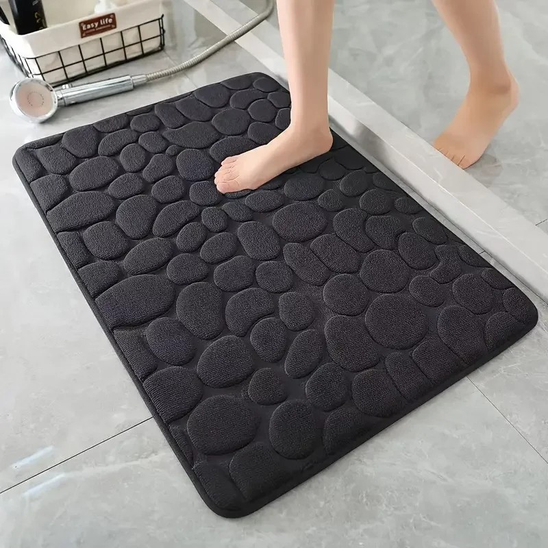 3D Non-Slip Bathroom Mat Cobblestone Embossed Bath Mats