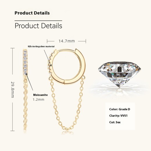 Fashion Personality Bling Diamond Earrings Tassel Chain Ear Ring