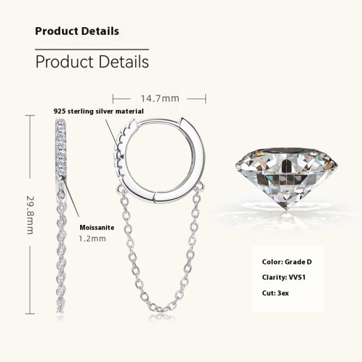 Fashion Personality Bling Diamond Earrings Tassel Chain Ear Ring