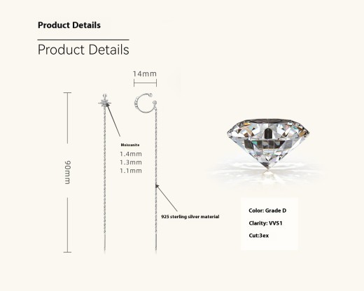 Japanese And Korean All-match High-grade Diamond Hanging Earrings