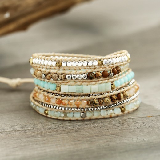 Retro Multi-layer Winding Natural Stone Bracelet String Beads