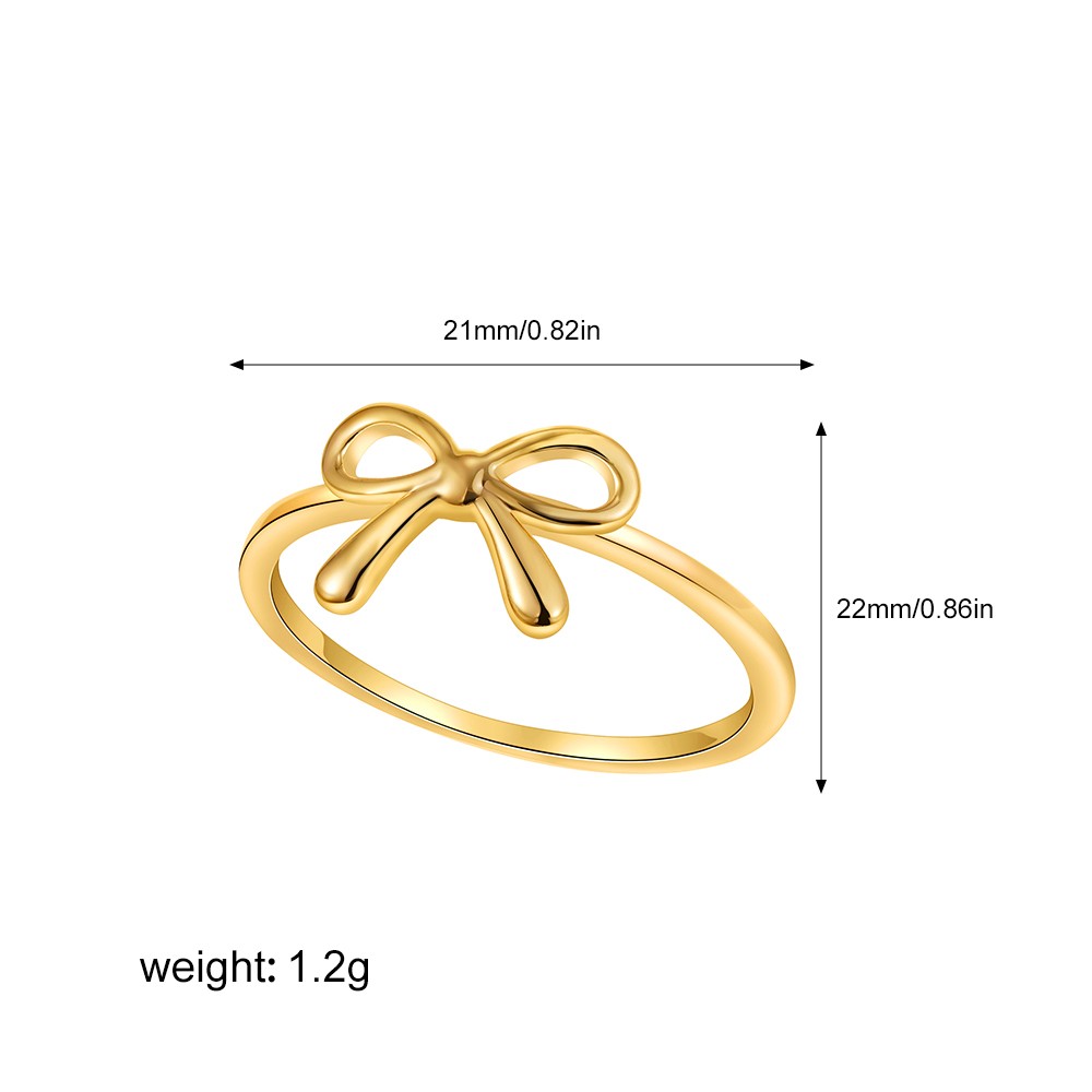 Minimalist Fashion Gold Color Stainless Steel Bow Ring