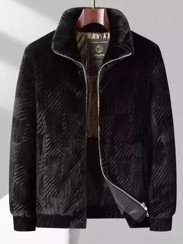 Haining Fur Men's Light Luxury Winter Stand Collar