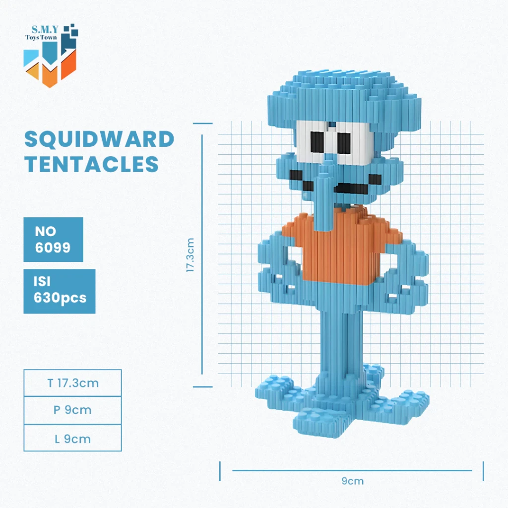 SMY Toystown Nano Blocks Spongebob and Friends 3D Model, Toy Block Stacking, Mini Bricks DIY Construction, Decoration Character