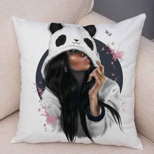 Super Mom Pillow Case Short Plush Decor Cartoon Super Mama