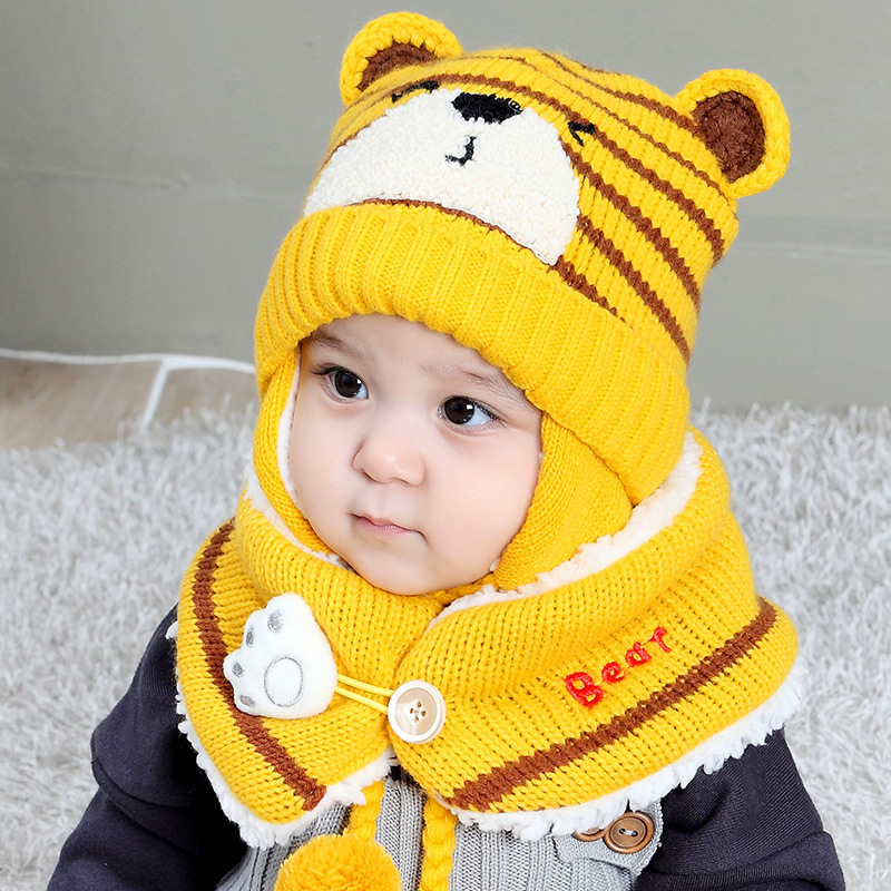 Baby Cute Bear Ear Protection And Neck Set