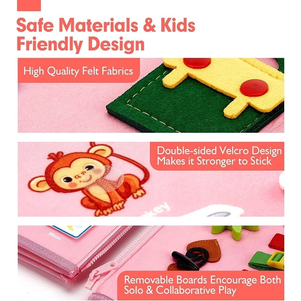 Busy Board Montessori Educational Toys Cognitive Learning Board Baby Dressing Skill Sensory Toys