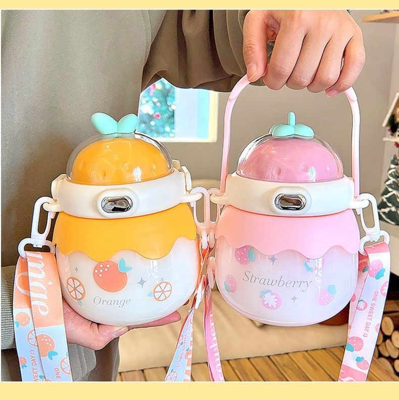 Big Belly Cup Appearance Straw Plastic High Temperature Resistant Sports Portable Water Bottle