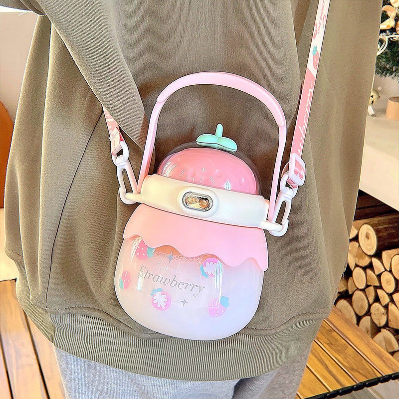 Big Belly Cup Appearance Straw Plastic High Temperature Resistant Sports Portable Water Bottle