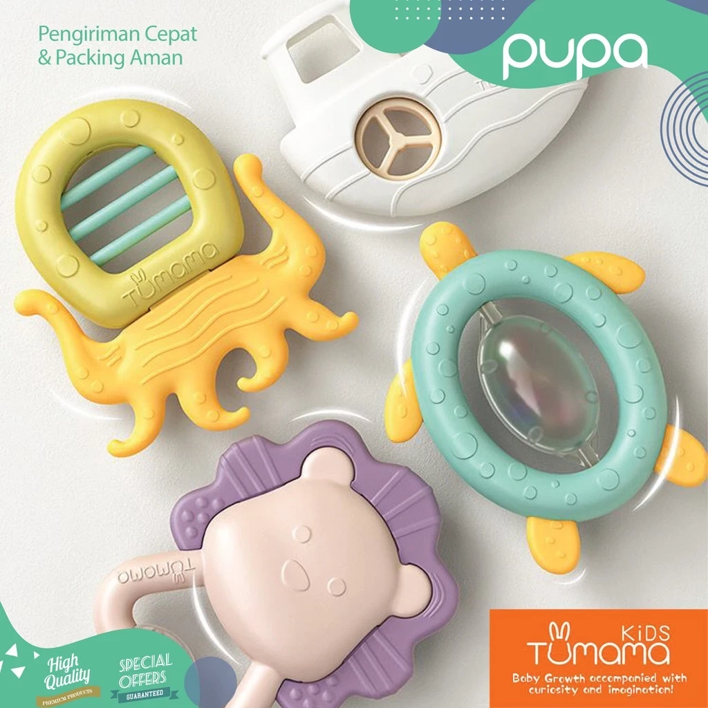 PUPA X TUMAMA Baby Rattle Teether Toy 10 in 1 + Box Baby Teether Toy Kids Included Set Box