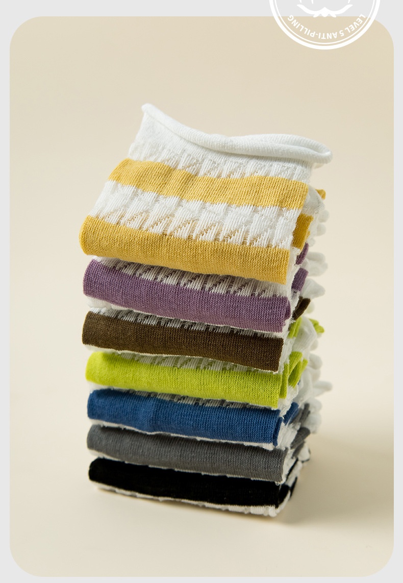 Elastic Kanekalon Striped Bunching Socks Women's Mid-calf Ins Breathable Mesh Loose Confinement Socks