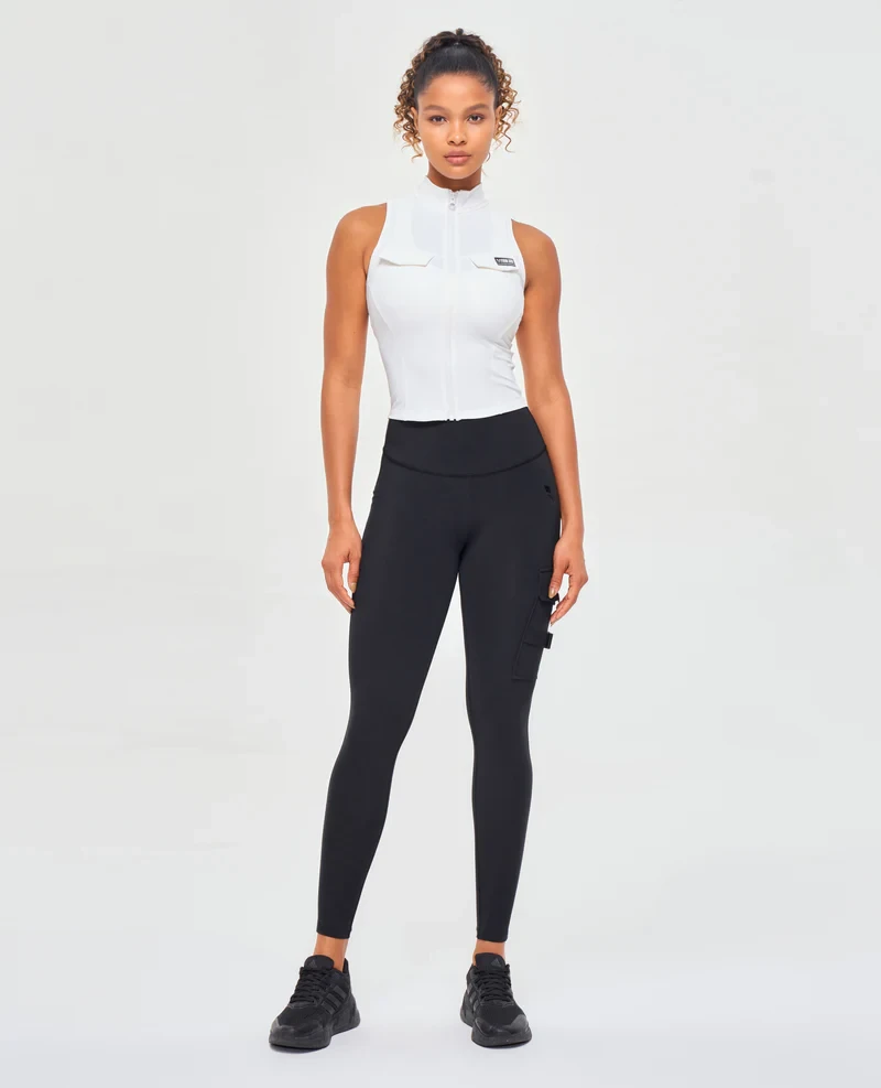 CARGO FITNESS LEGGINGS - BLACK