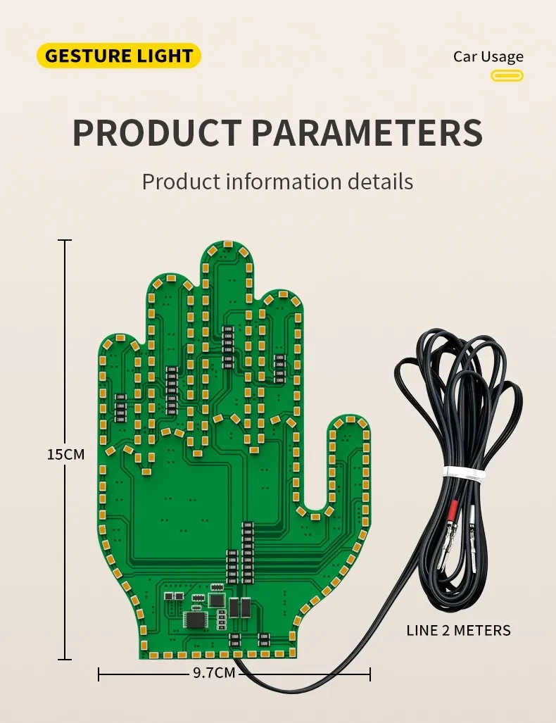 Car Finger Lights Flashing LED Gesture Warning Light