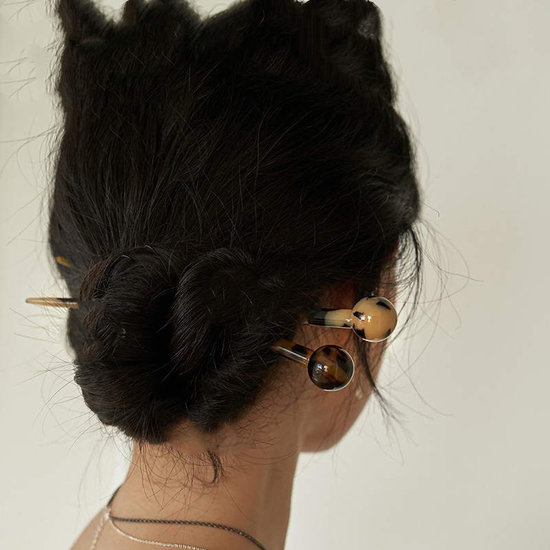 Long Resin Ball Hair Pin