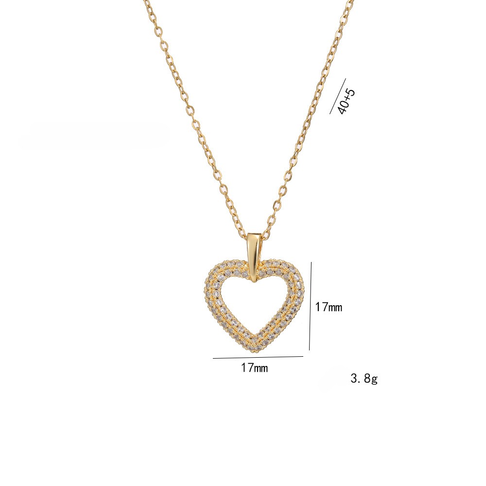 Fashion Vintage Zircon Heart Pendant Necklace