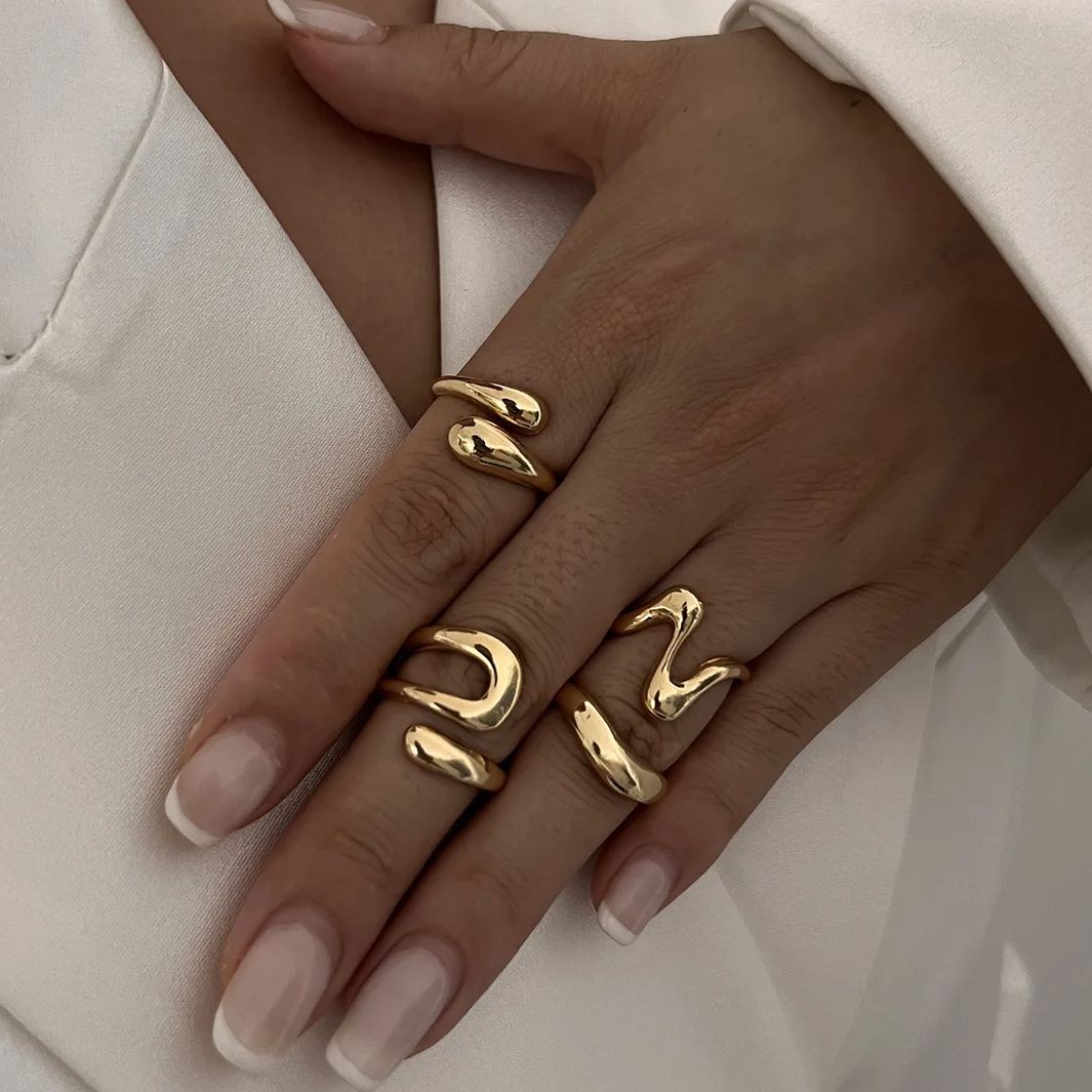DIEZI One Set Irregular Geometric Rings