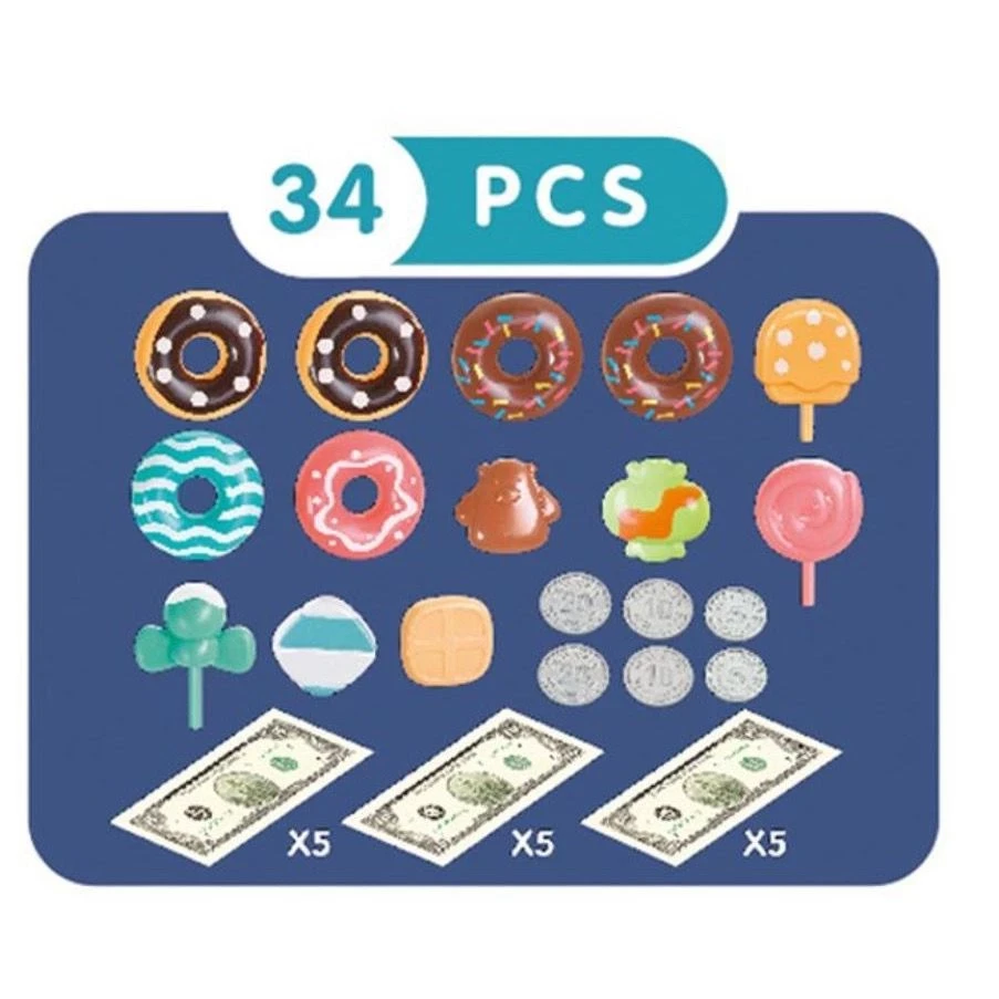 Children Toys Mini Candy Paradise 34pcs Donuts Shop Toys Cashier Donuts