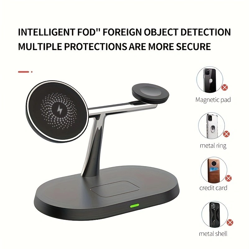 3-in-1 Magnetic Wireless Charger Stand - Fast Charging Station for iPhone, Apple Watch, and AirPods