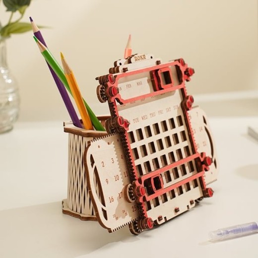 ROKR 3D Wooden Puzzle Penholder Calendar Best Gift For Teens Home Decorate