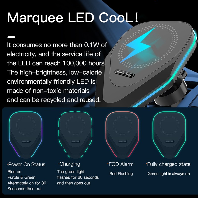 100W Magnetic Wireless Car Charger Air Vent Mount - Fast Charging Phone Holder for iPhone 12, 13, 14, 14 Pro Max/Mini