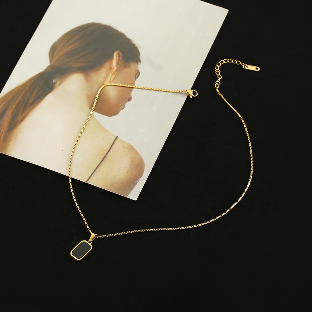 316L Stainless Steel New Square Natural Pendant Necklace